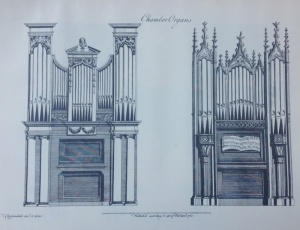 Chamber Organs, from Chippendale Drawings n. CIV. Chippendale, Thomas, The gentleman and cabinet-maker's director, a facsimile of the 1762 edition, 3d, John Tiranti LTD. Architectural Publishers and Bookshellers, Thottenham Court Road, W1 , London, 1939